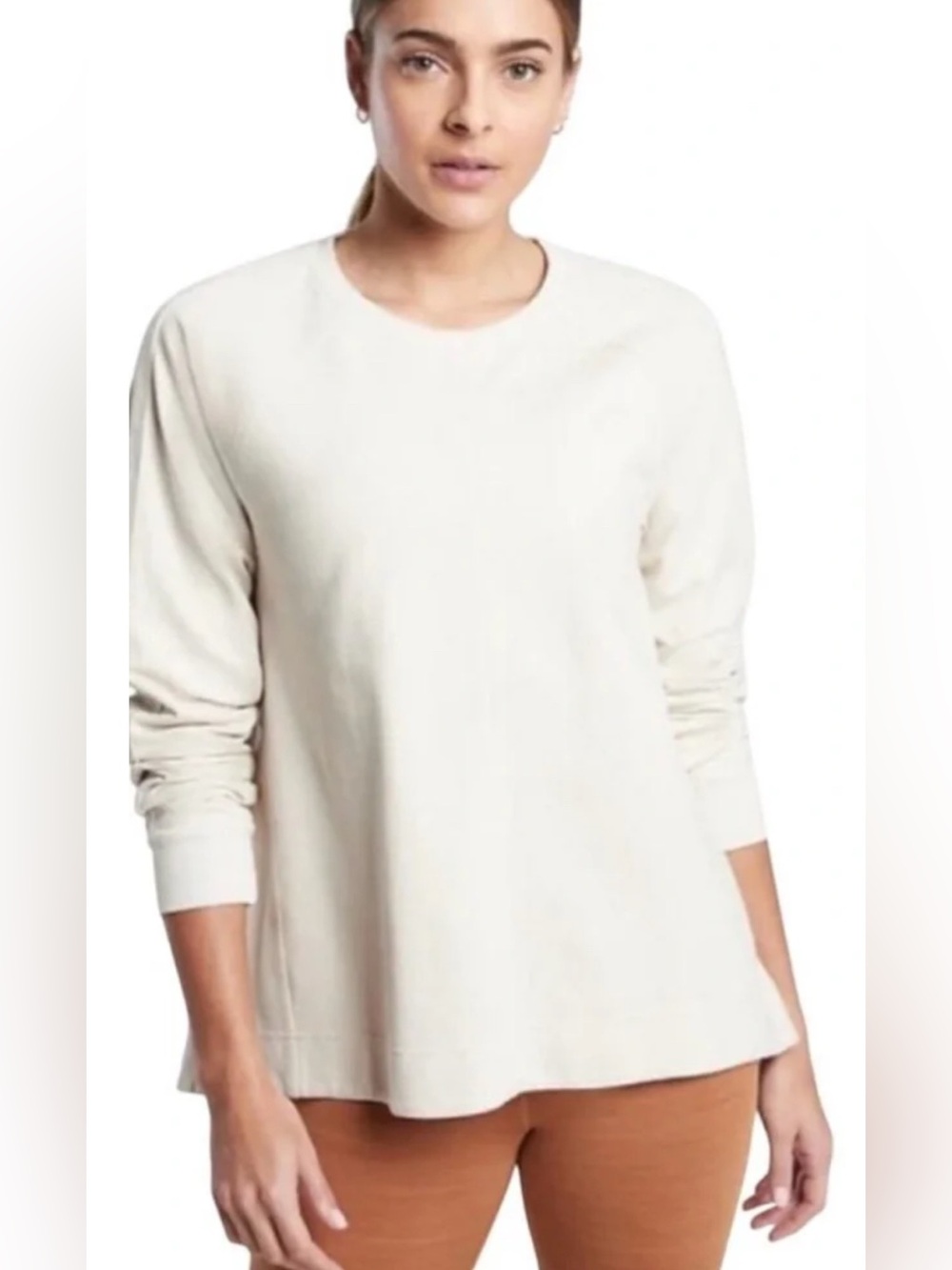 Athleta Cream Farallon Swing Crewneck Sweatshirt Style #657885 Plus Size 1X